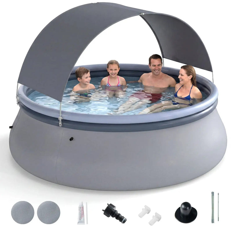 Inflatable Pool with Sunshade Canopy for Outdoor Use by DirectDeals