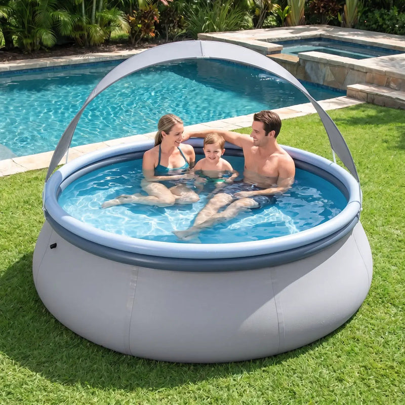 Inflatable Pool with Sunshade Canopy for Outdoor Use by DirectDeals