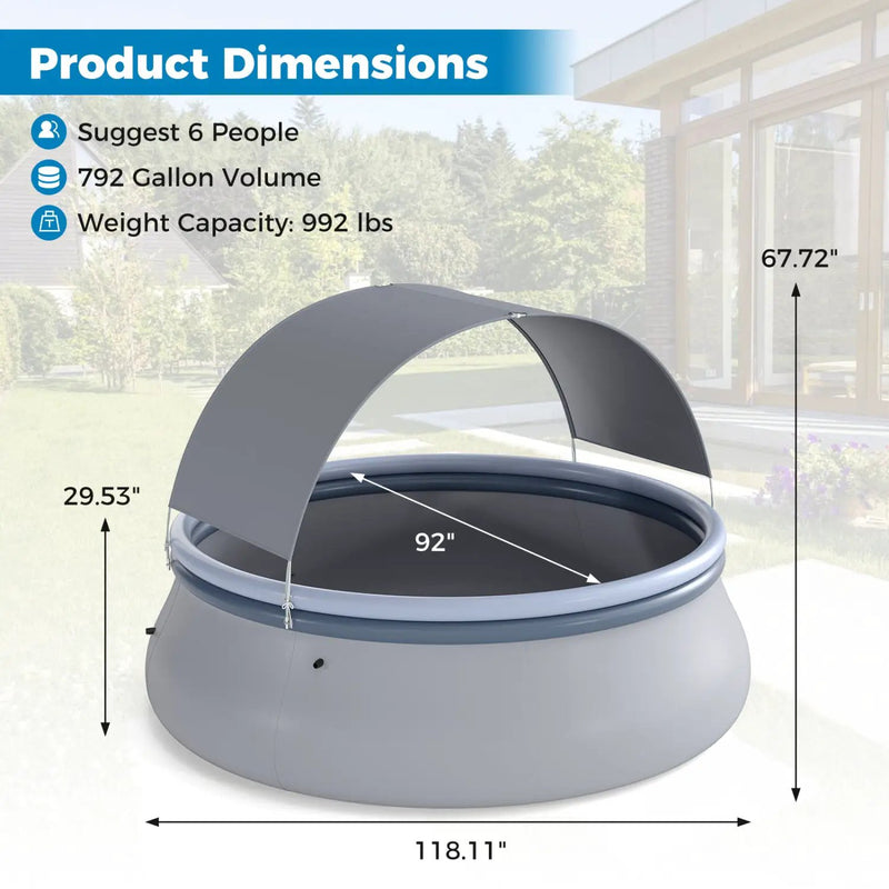Inflatable Pool with Sunshade Canopy for Outdoor Use by DirectDeals