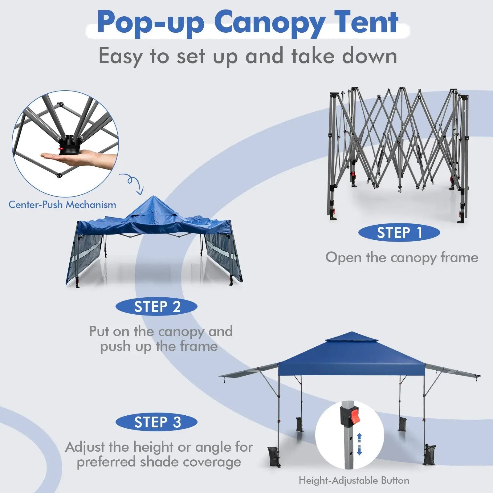 10 x 17.6 Feet Outdoor Instant Pop-up Canopy Tent with Dual Half Awnings by DirectDeals