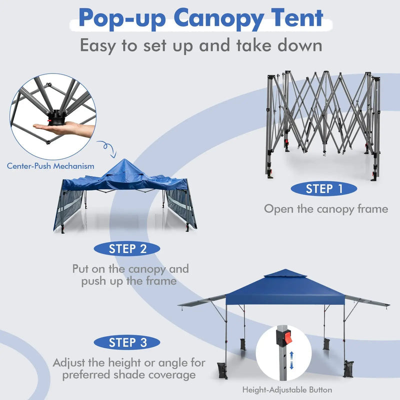 10 x 17.6 Feet Outdoor Instant Pop-up Canopy Tent with Dual Half Awnings by DirectDeals