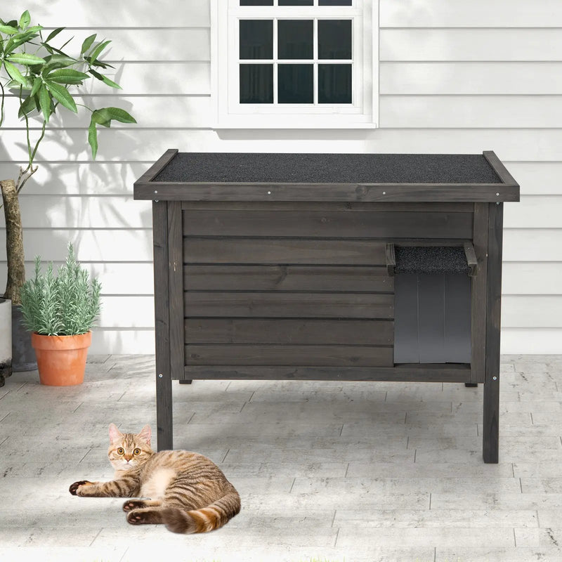 Outdoor Insulated Cat House with All-Round Foam Insulated for Winter-Gray by DirectDeals