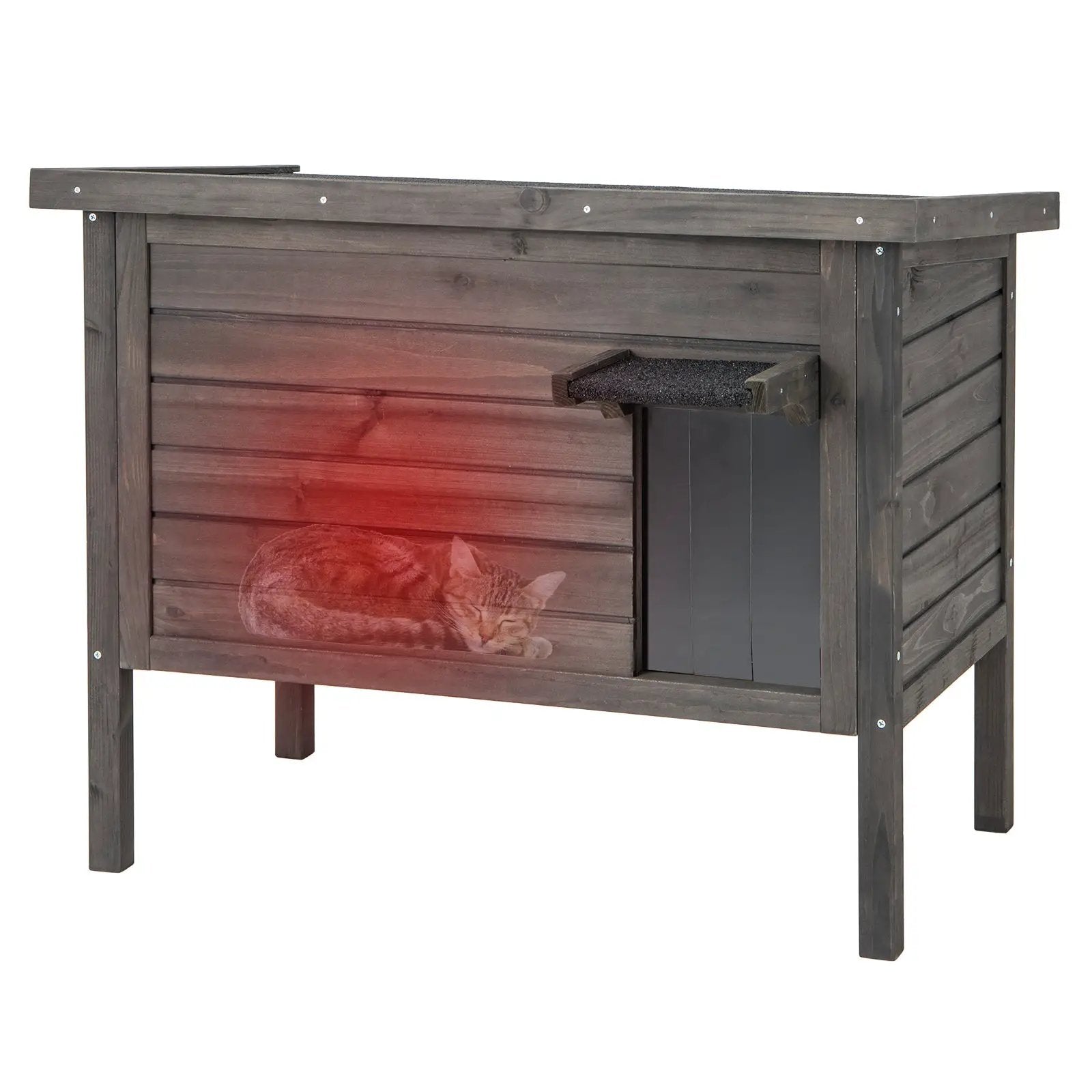 Outdoor Insulated Cat House with All-Round Foam Insulated for Winter-Gray by DirectDeals