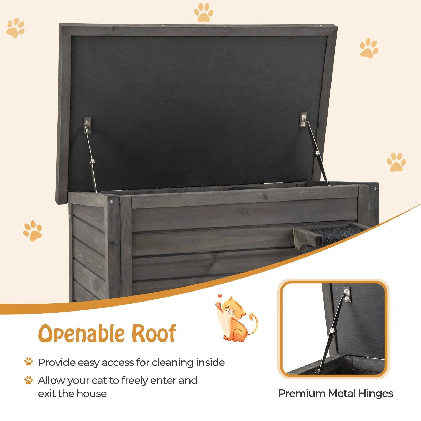 Outdoor Insulated Cat House with All-Round Foam Insulated for Winter-Gray by DirectDeals