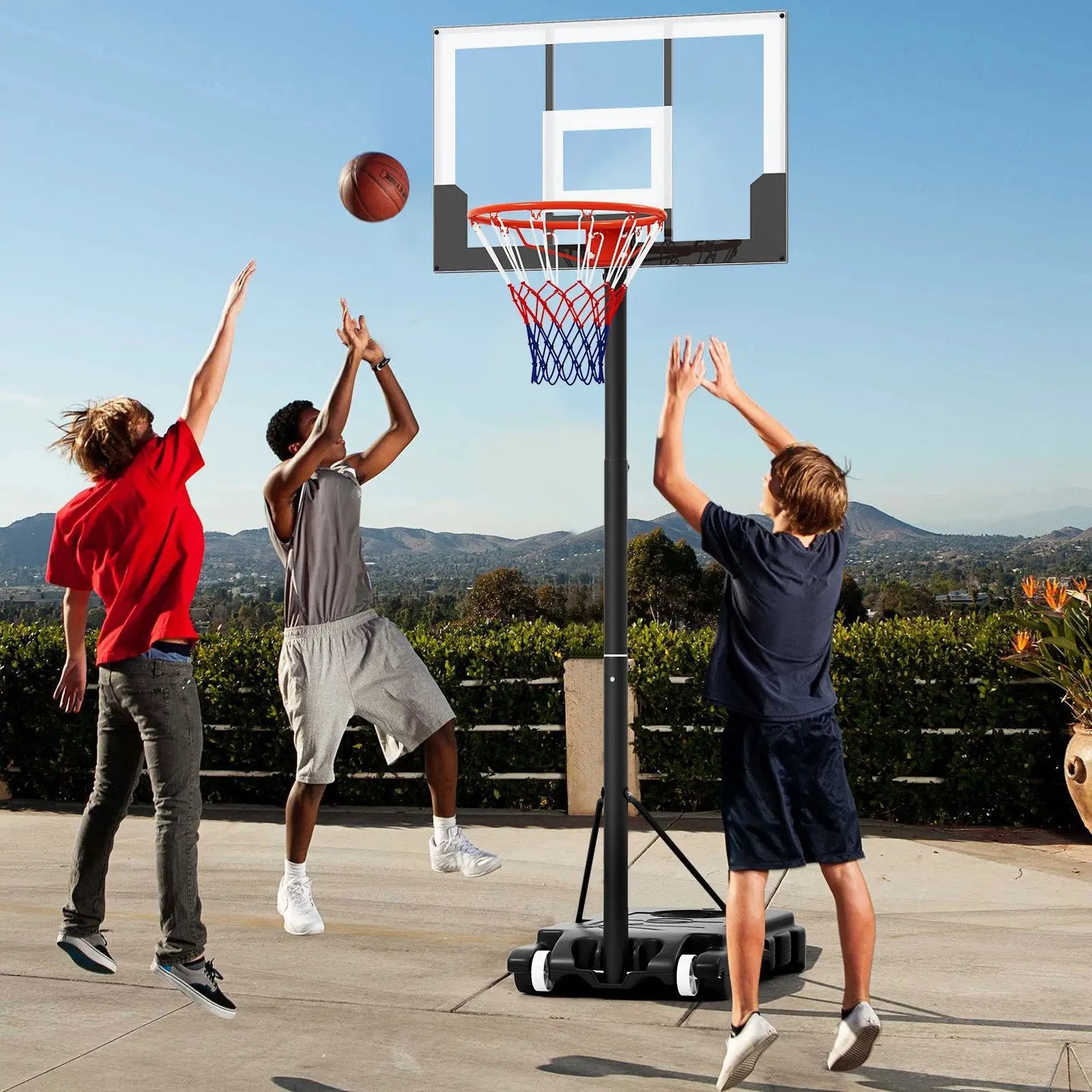 3.3-7 Feet Portable Adjustable Outdoor Kids Basketball Hoop Goal System by DirectDeals