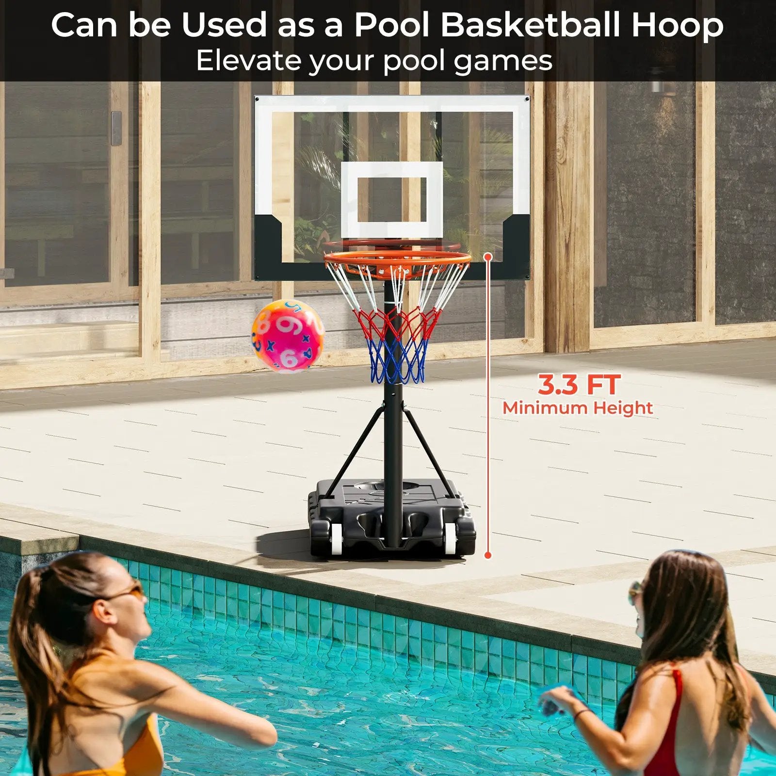 3.3-7 Feet Portable Adjustable Outdoor Kids Basketball Hoop Goal System by DirectDeals