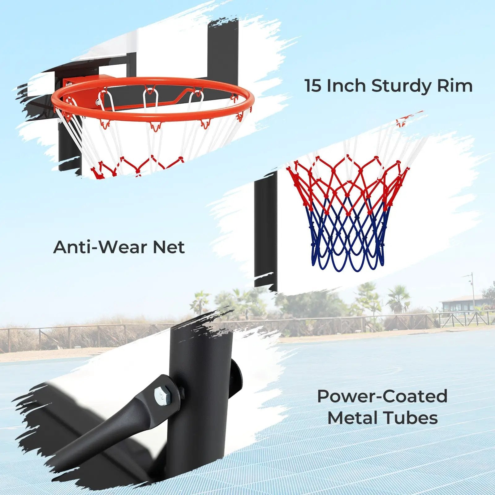 3.3-7 Feet Portable Adjustable Outdoor Kids Basketball Hoop Goal System by DirectDeals