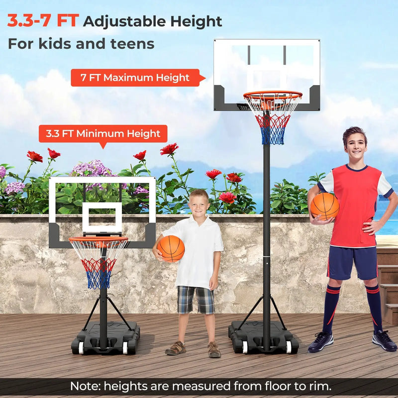 3.3-7 Feet Portable Adjustable Outdoor Kids Basketball Hoop Goal System by DirectDeals