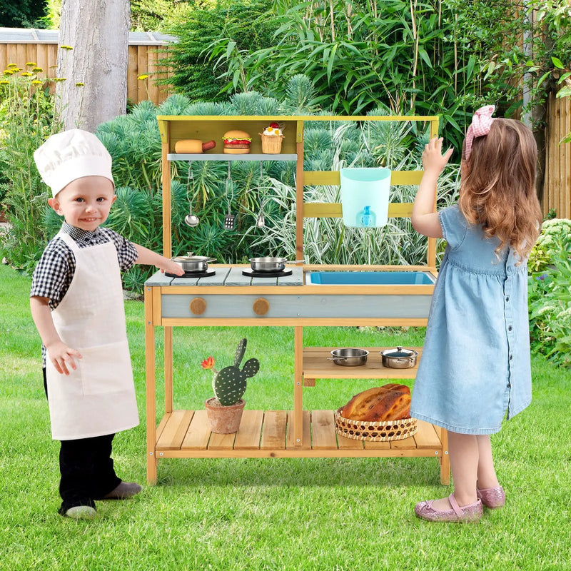 Outdoor Kids Mud Kitchen with Faucet and Water Box by DirectDeals