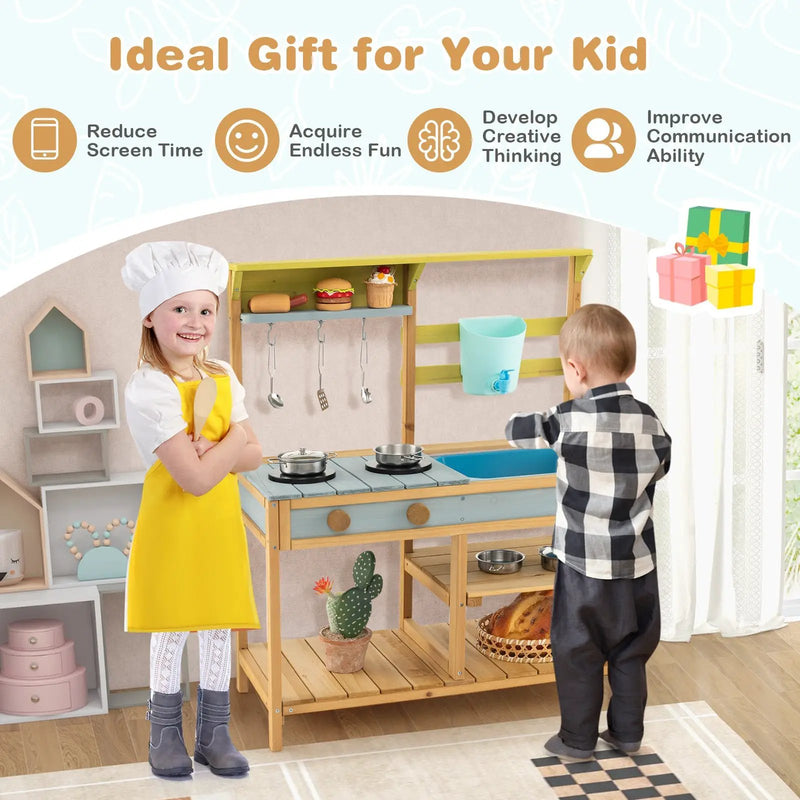 Outdoor Kids Mud Kitchen with Faucet and Water Box by DirectDeals
