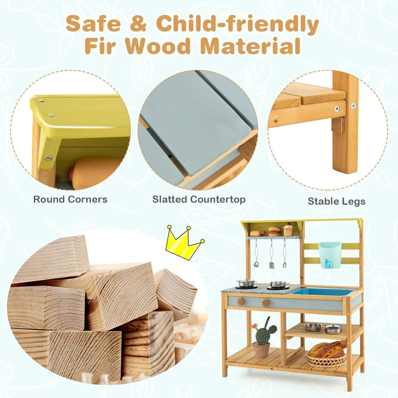 Outdoor Kids Mud Kitchen with Faucet and Water Box by DirectDeals