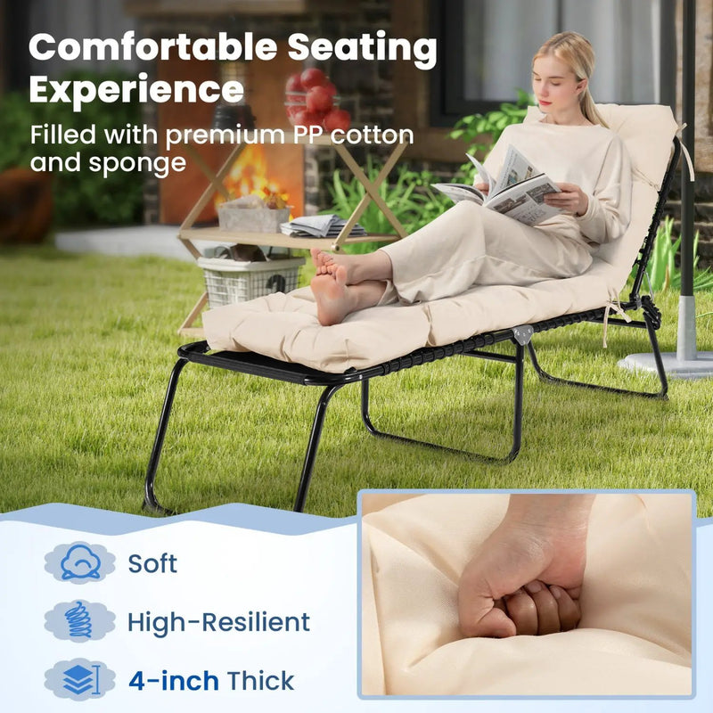 Outdoor Lounge Chaise Cushion 73"x22" with High Back String Ties by DirectDeals