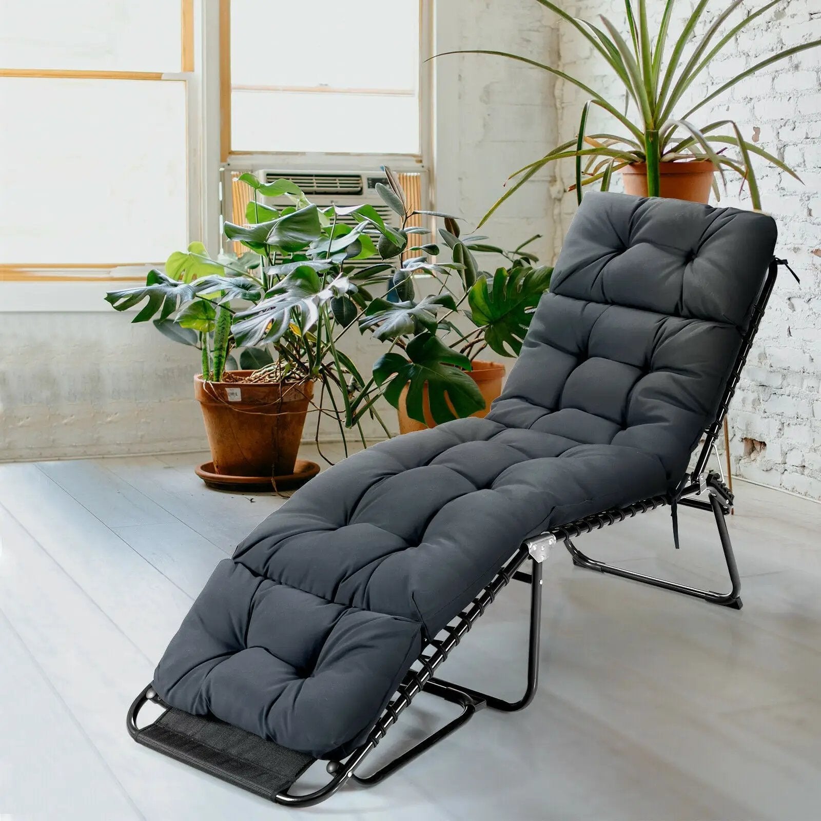 Outdoor Lounge Chaise Cushion with String Ties for Garden Poolside by DirectDeals