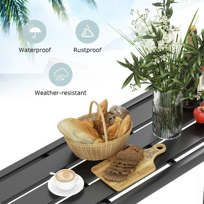 48/55 Inch Outdoor Bar Table with Waterproof Top and Heavy-duty Metal Frame by DirectDeals