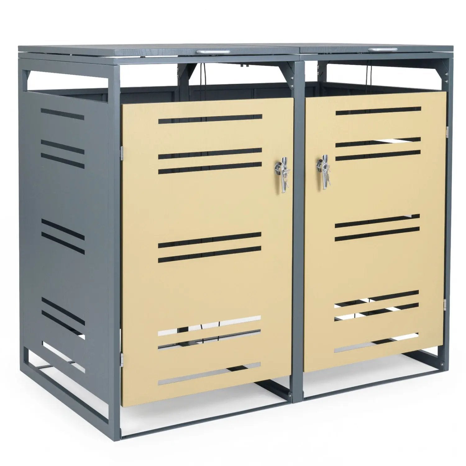 Outdoor Metal Garbage Bin Storage Shed for 2 Trash Cans by DirectDeals