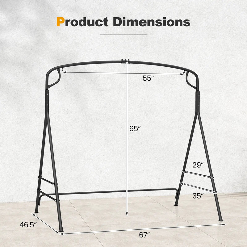 Outdoor Metal Swing Frame with Extra Side Bars-Black by DirectDeals