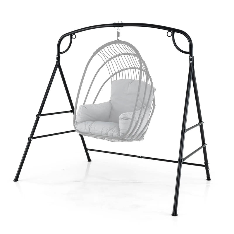 Outdoor Metal Swing Stand with 4 Support Bars and 2 Hanging Ways-Black by DirectDeals