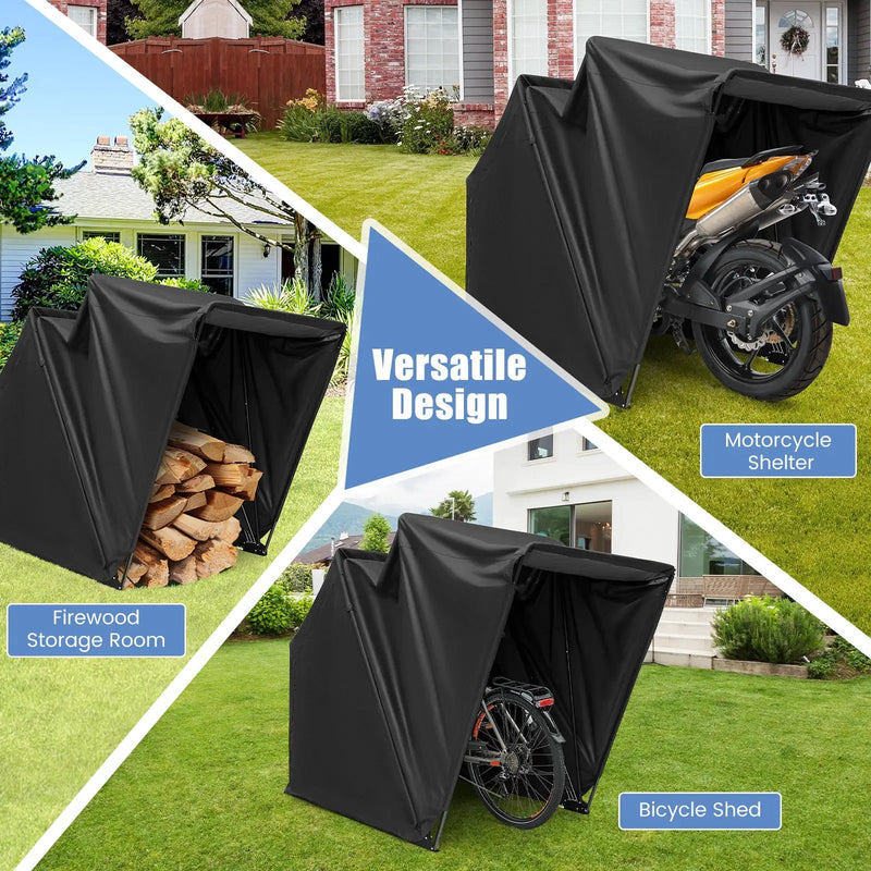 Outdoor Motorcycle Shelter Waterproof Motorbike Storage Tent with Cover-Black by DirectDeals
