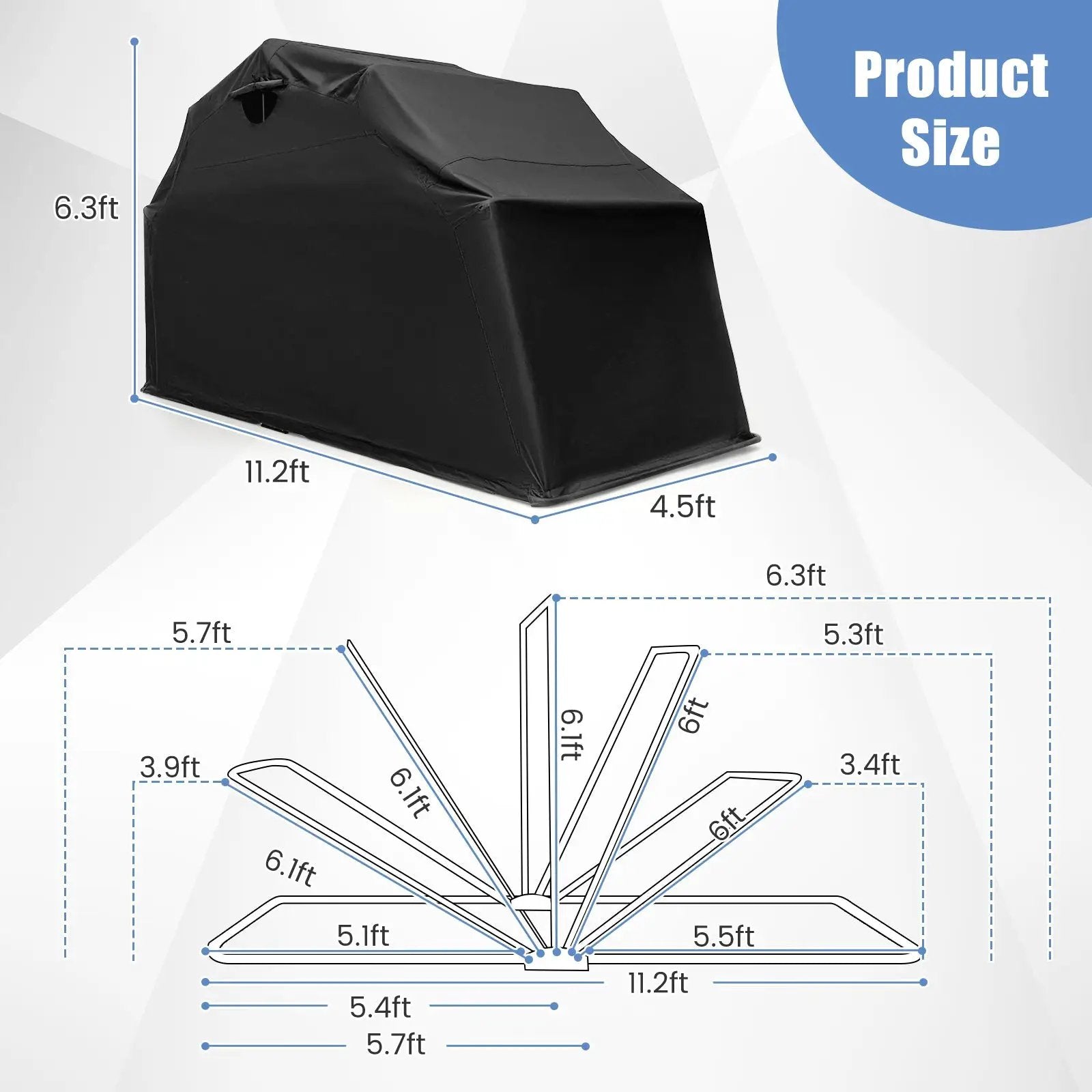 Outdoor Motorcycle Shelter Waterproof Motorbike Storage Tent with Cover-Black by DirectDeals