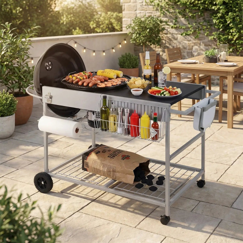Outdoor Movable Grill Table for 18/22 Inch Weber Original Kettle for Camping by DirectDeals