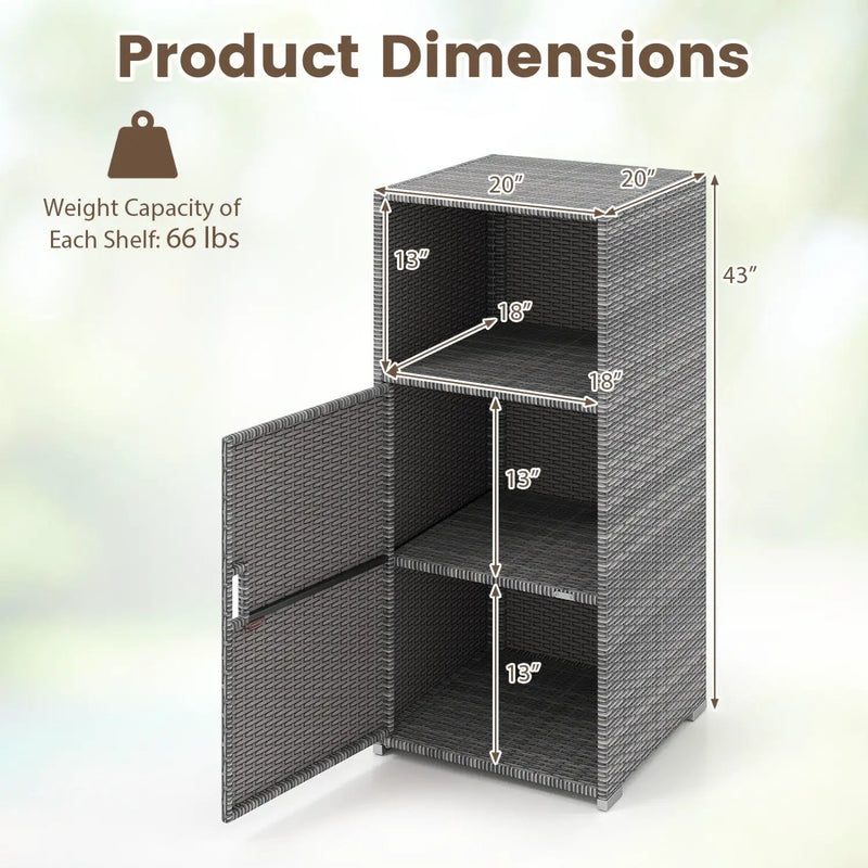 PE Wicker Storage Cabinet with Door and Open Shelf by DirectDeals