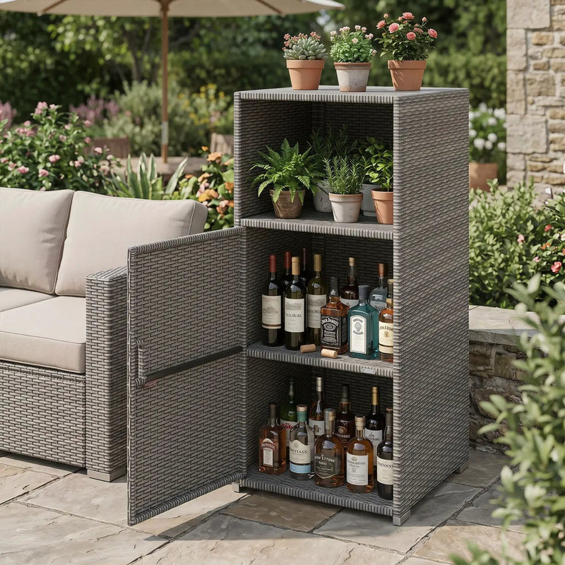 PE Wicker Storage Cabinet with Door and Open Shelf by DirectDeals