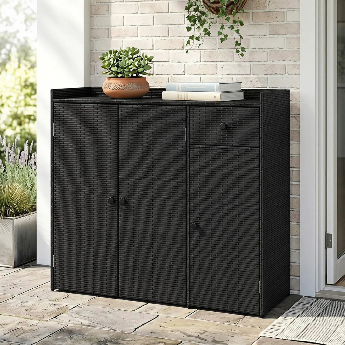 Outdoor Storage Cabinet with 3 Doors and Adjustable Shelves, photo 2 of 16