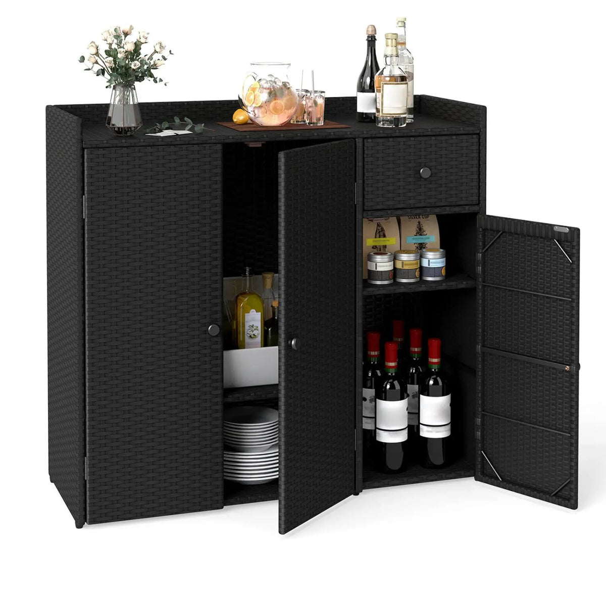 Outdoor Storage Cabinet with 3 Doors and Adjustable Shelves, photo 3 of 16