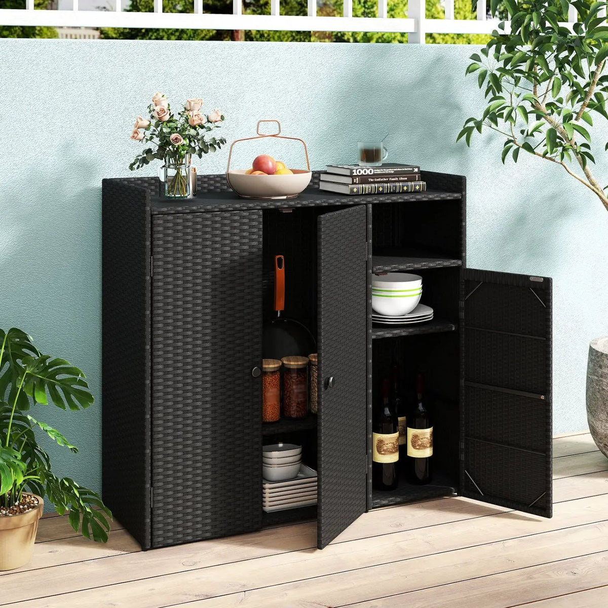 Outdoor Storage Cabinet with 3 Doors and Adjustable Shelves, photo 6 of 16