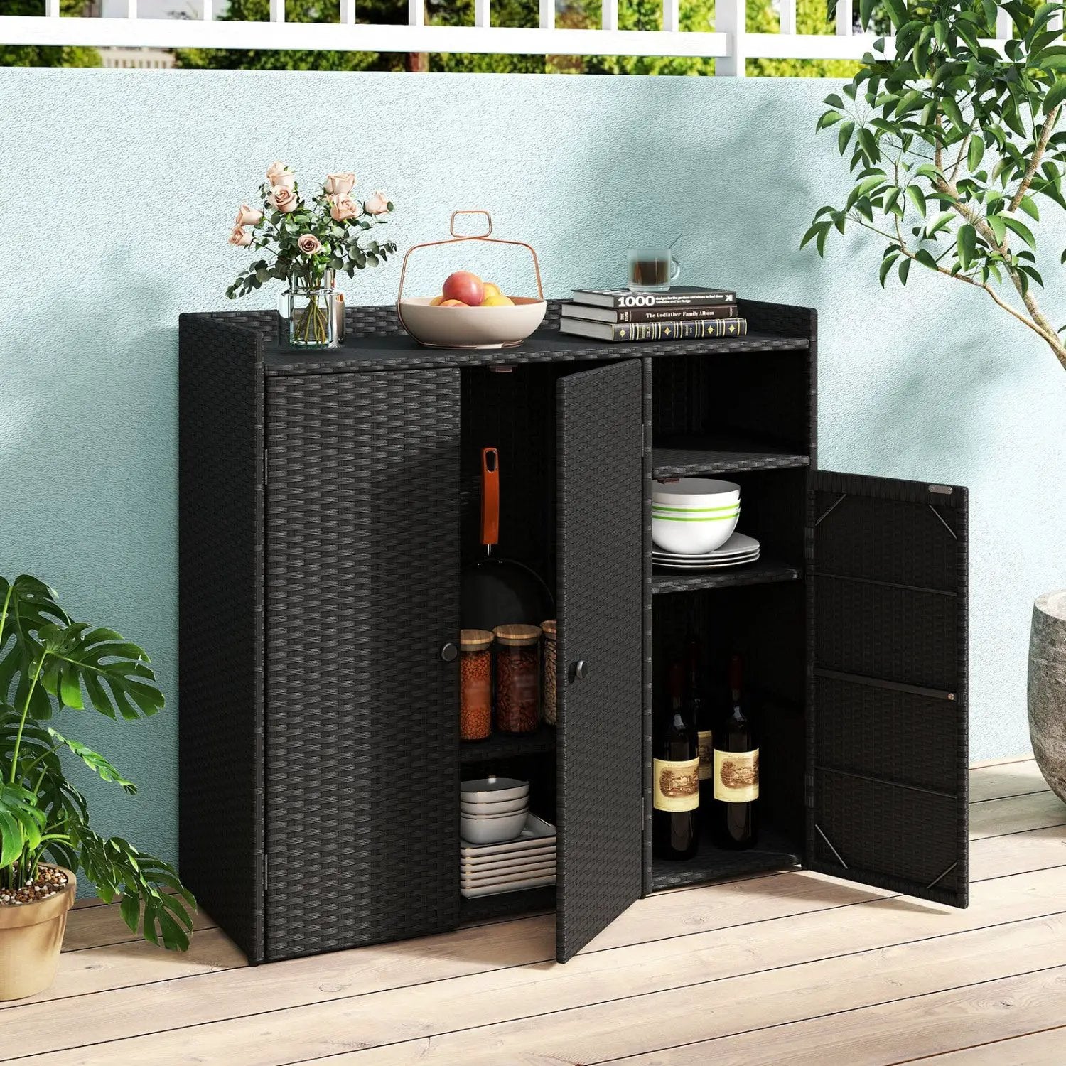 Outdoor Storage Cabinet with 3 Doors and Adjustable Shelves by DirectDeals