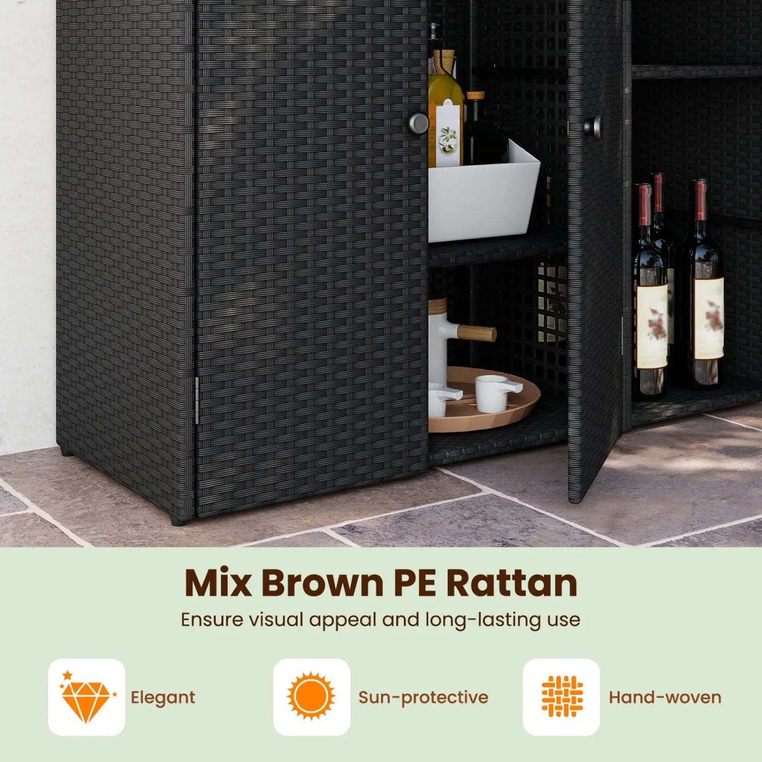 Outdoor Storage Cabinet with 3 Doors and Adjustable Shelves by DirectDeals
