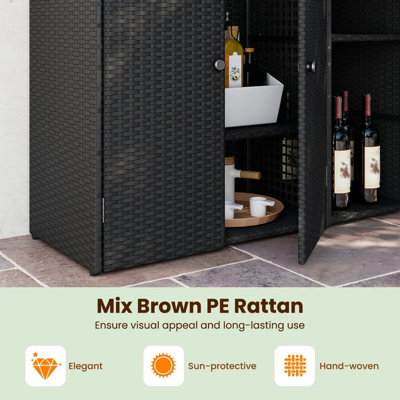 Outdoor Storage Cabinet with 3 Doors and Adjustable Shelves by DirectDeals