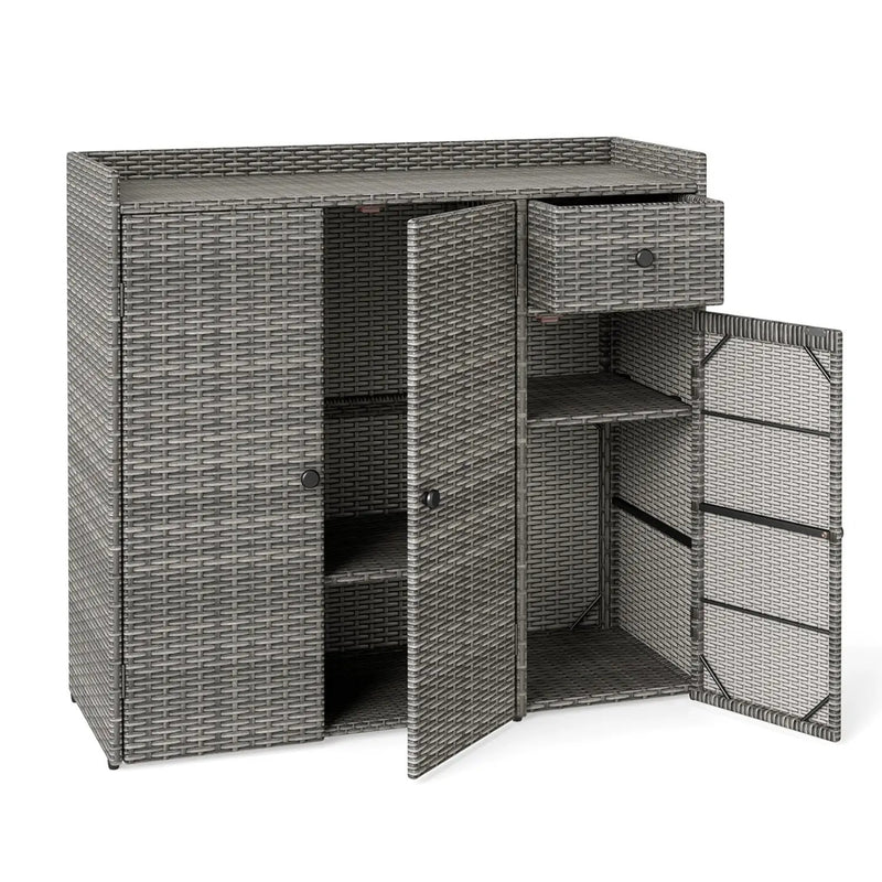 Outdoor Storage Cabinet with 3 Doors and Adjustable Shelves by DirectDeals
