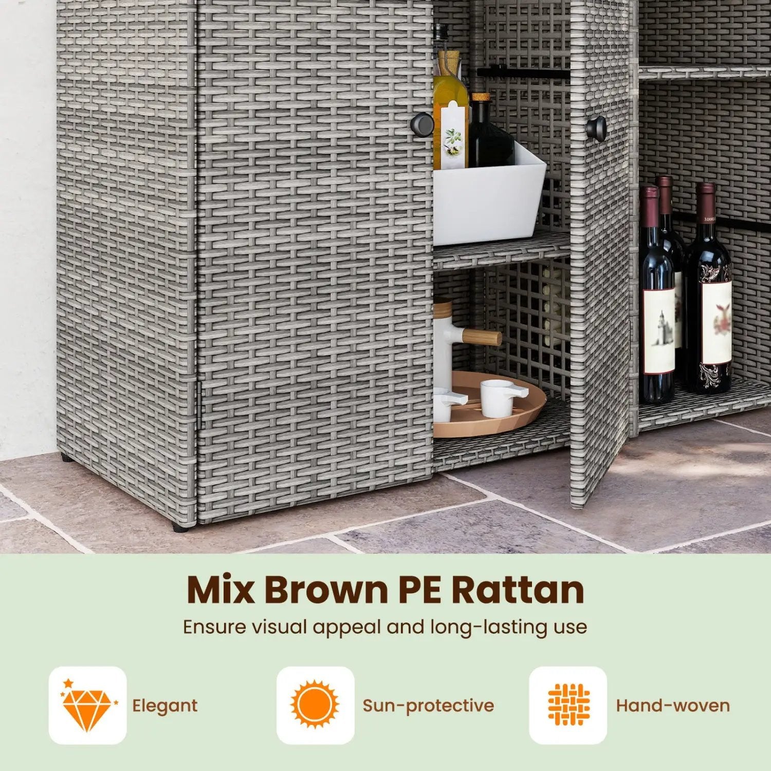 Outdoor Storage Cabinet with 3 Doors and Adjustable Shelves by DirectDeals