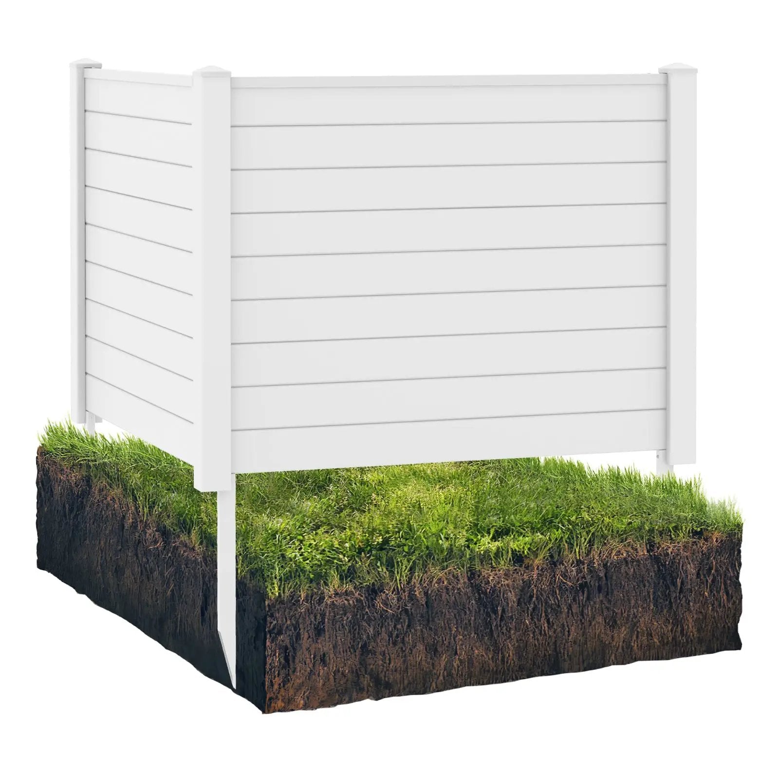 Outdoor PVC Air Conditioner Fence with 20 Inch Long Stakes by DirectDeals