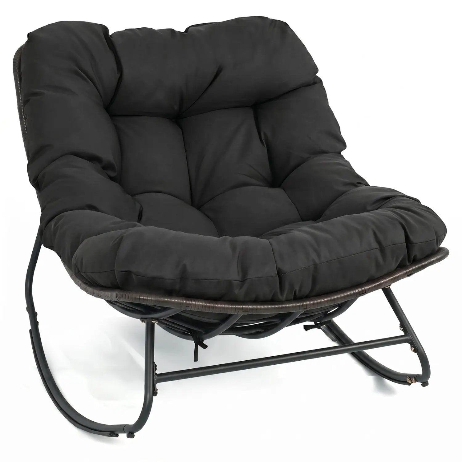 Papasan Rocking Chair with Thick Cushion - Outdoor Wicker by DirectDeals