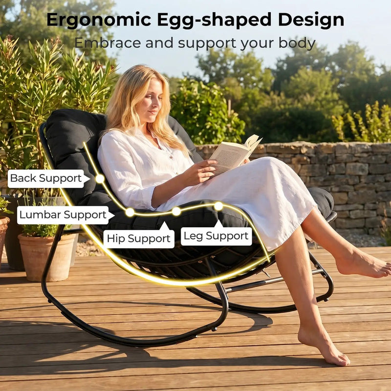 Papasan Rocking Chair with Thick Cushion - Outdoor Wicker by DirectDeals