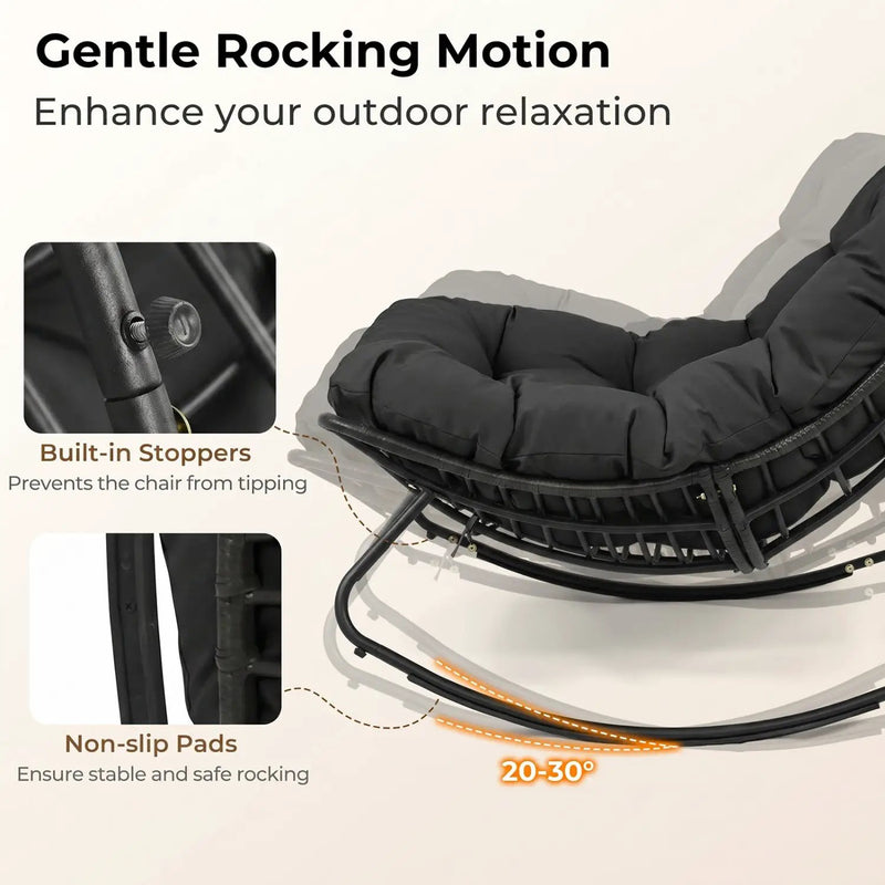 Papasan Rocking Chair with Thick Cushion - Outdoor Wicker by DirectDeals