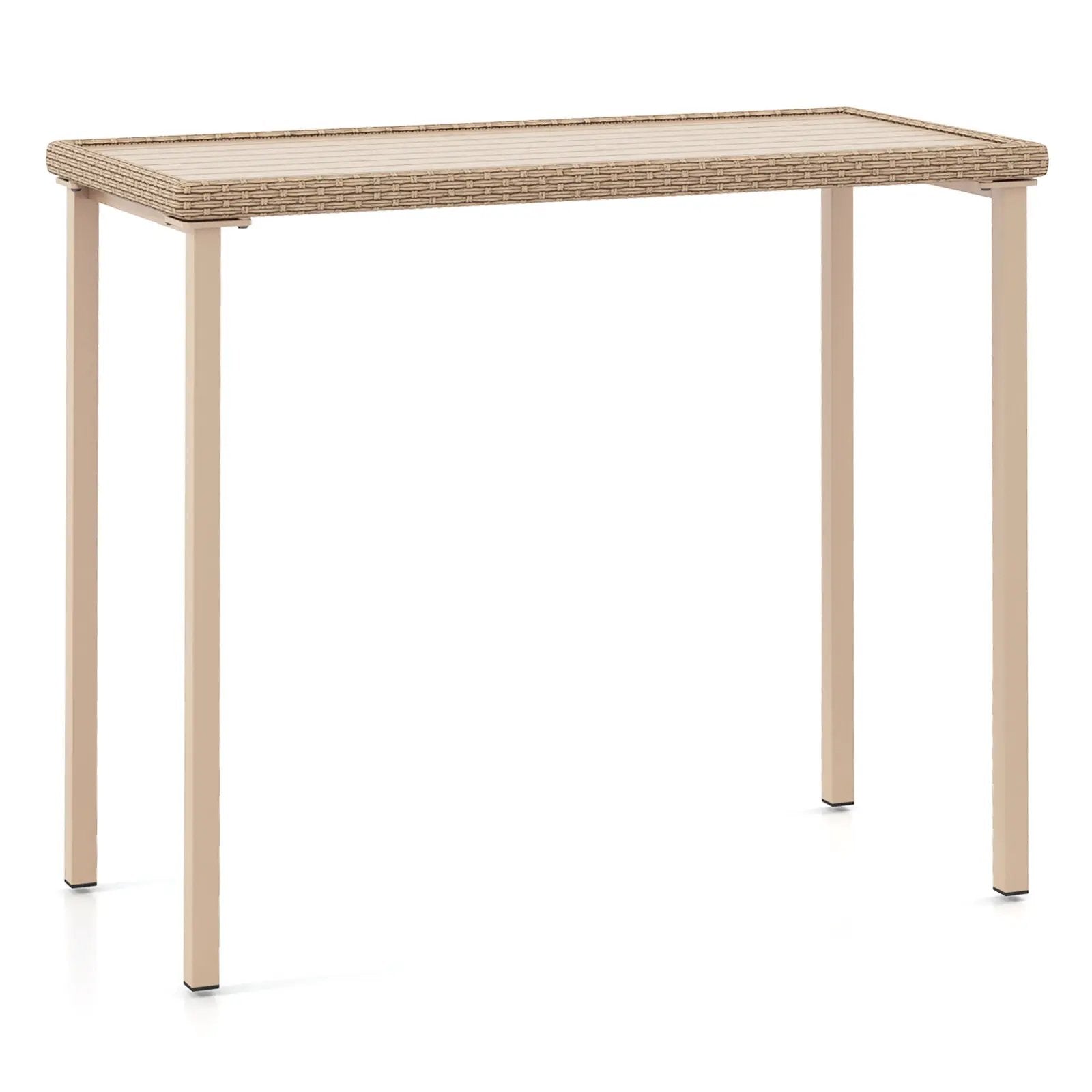 Outdoor Patio Bar Table Heavy Duty Rectangle Metal Frame-Brown by DirectDeals