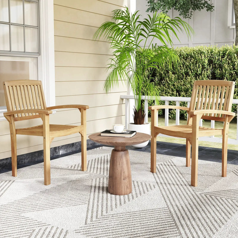 Set of 2 Outdoor Patio Chair with Slatted Seat and Curved Seat by DirectDeals