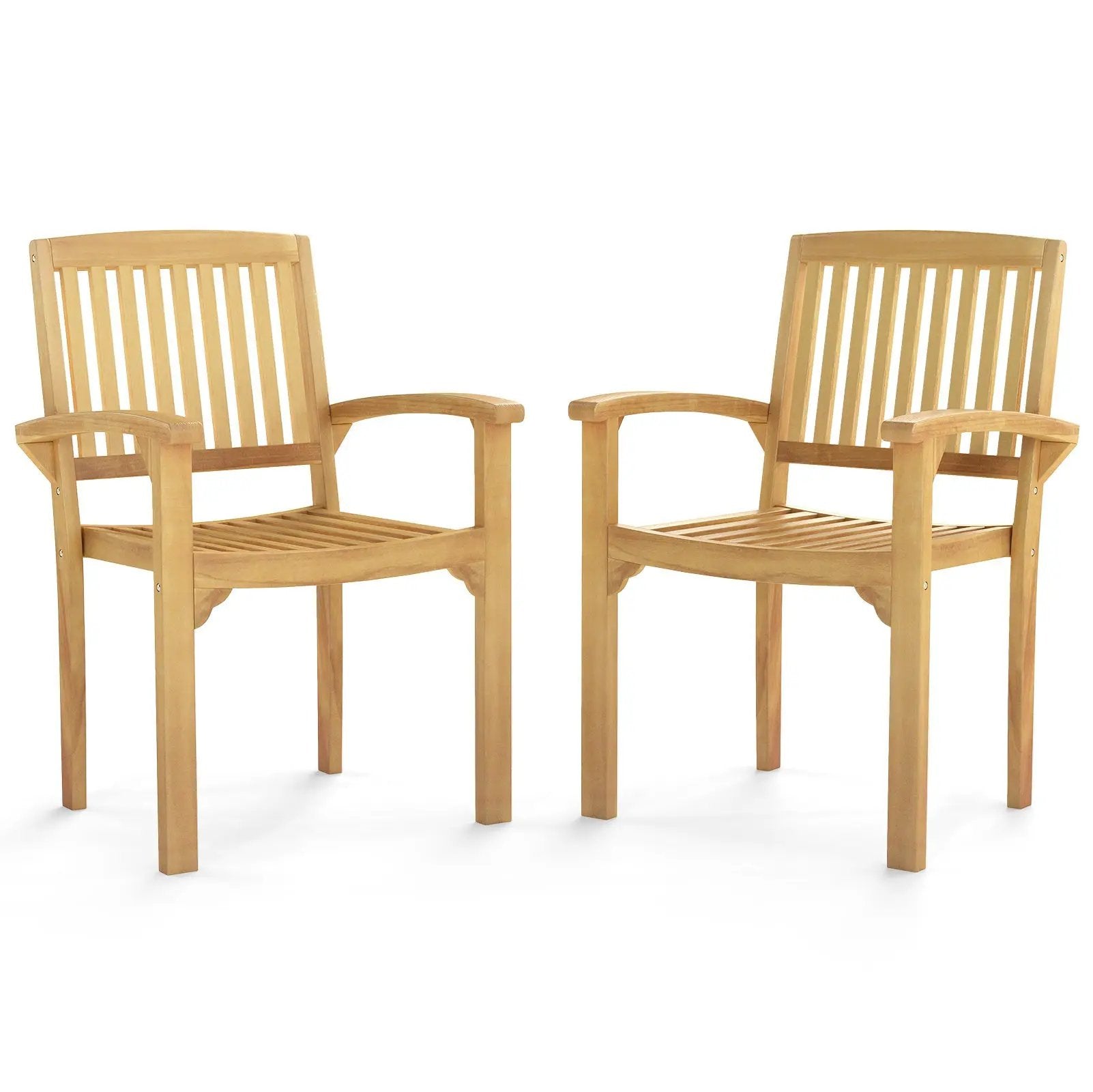 Set of 2 Outdoor Patio Chair with Slatted Seat and Curved Seat by DirectDeals