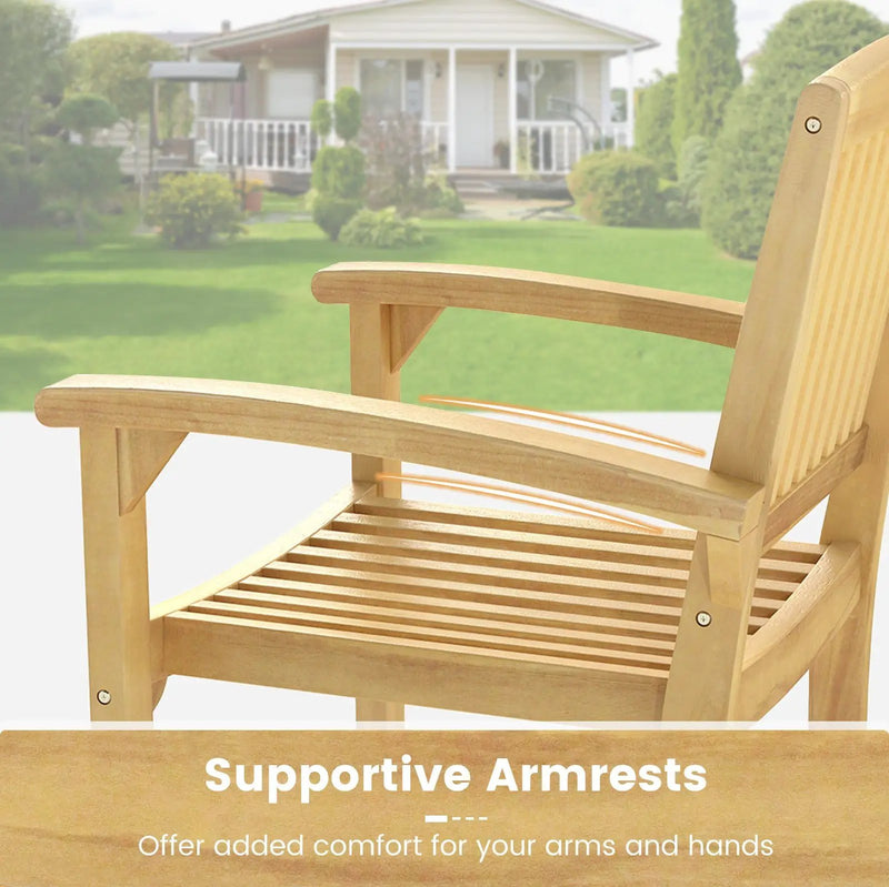 Set of 2 Outdoor Patio Chair with Slatted Seat and Curved Seat by DirectDeals