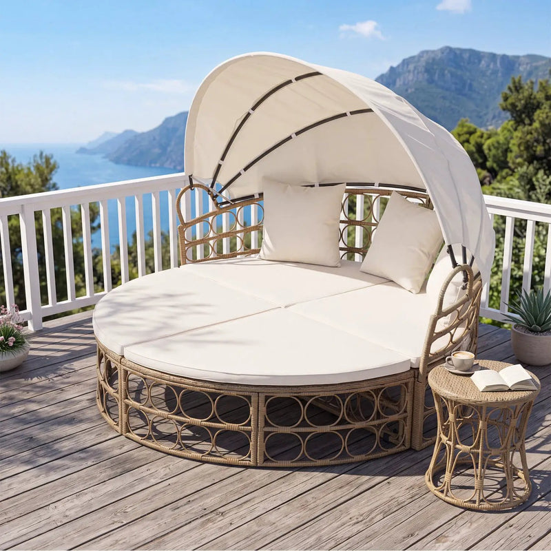 Outdoor Patio Daybed with Retractable Canopy and Cushions by DirectDeals