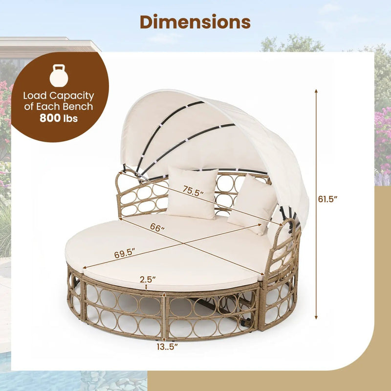 Outdoor Patio Daybed with Retractable Canopy and Cushions by DirectDeals