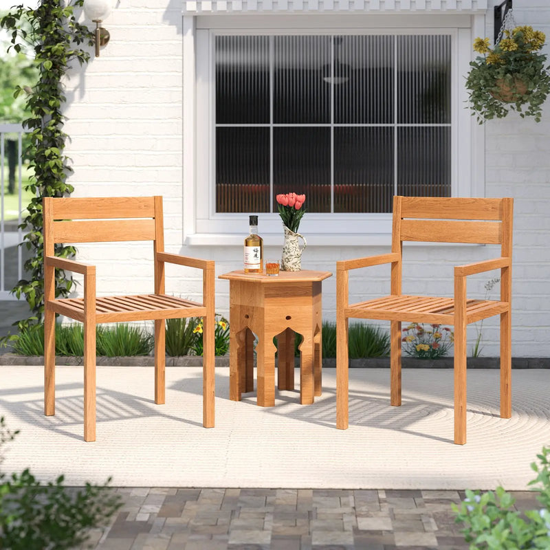 Outdoor Patio Dining Teak Wood Armchair by DirectDeals