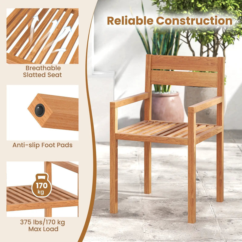 Outdoor Patio Dining Teak Wood Armchair by DirectDeals