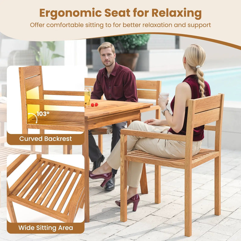 Outdoor Patio Dining Teak Wood Armchair by DirectDeals