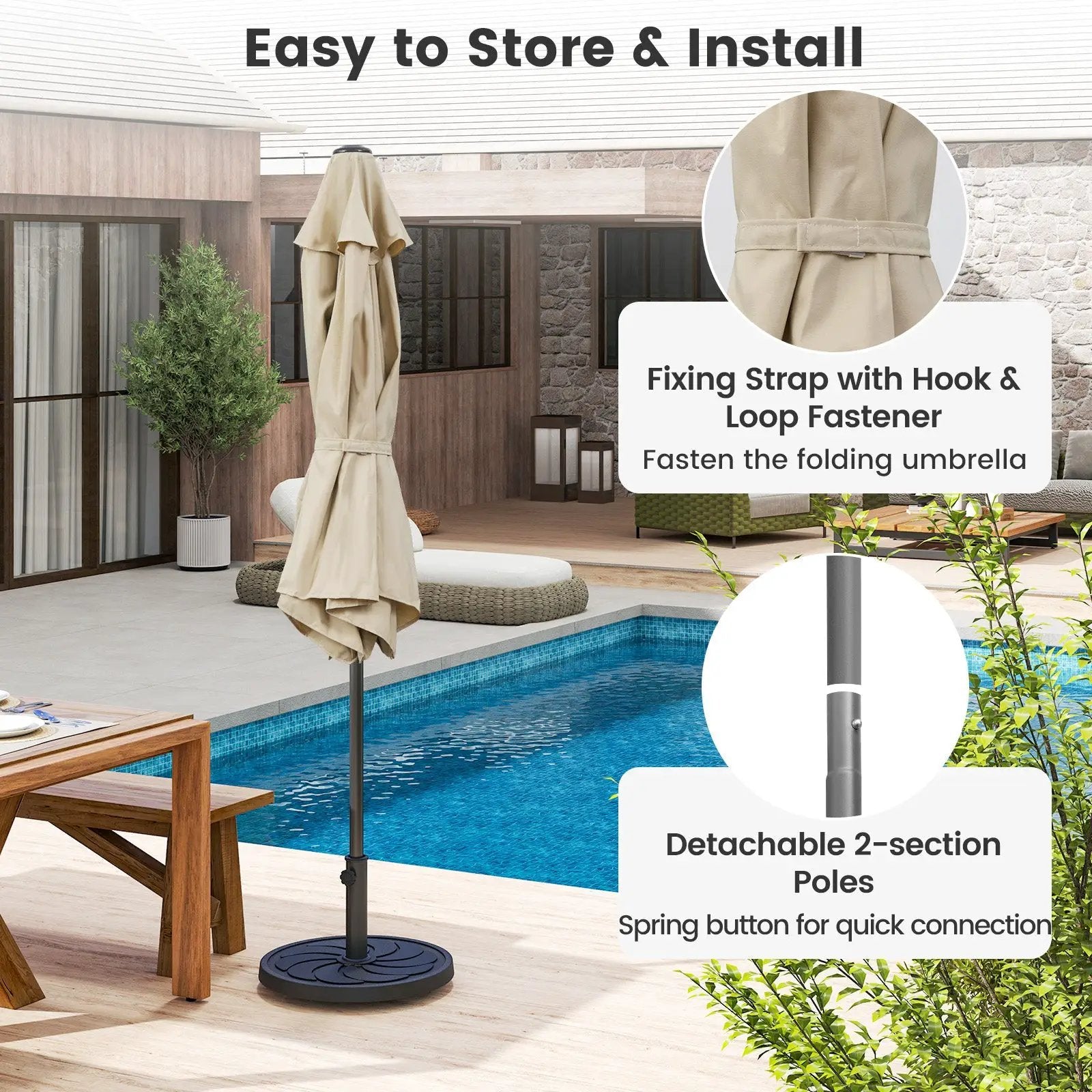 7.5 feet Outdoor Patio Heavy Duty Market Umbrella with Push Button Tilt by DirectDeals