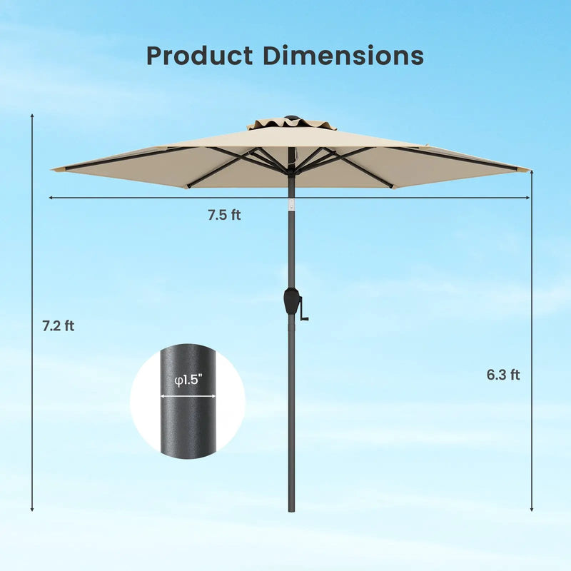 7.5 feet Outdoor Patio Heavy Duty Market Umbrella with Push Button Tilt by DirectDeals
