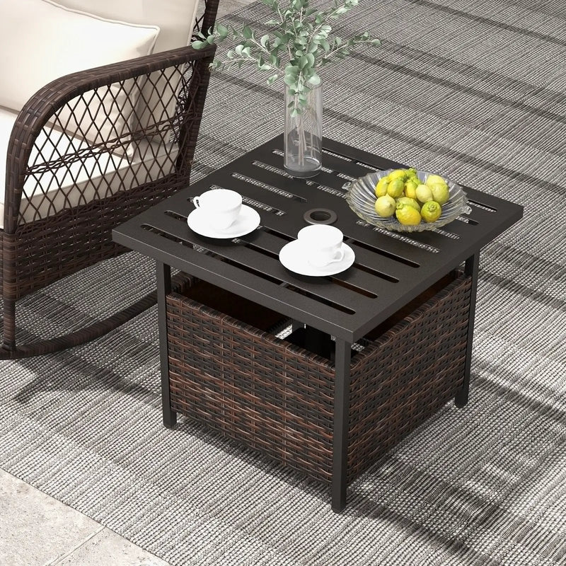Outdoor Patio Rattan Wicker Steel Side Deck Table by DirectDeals